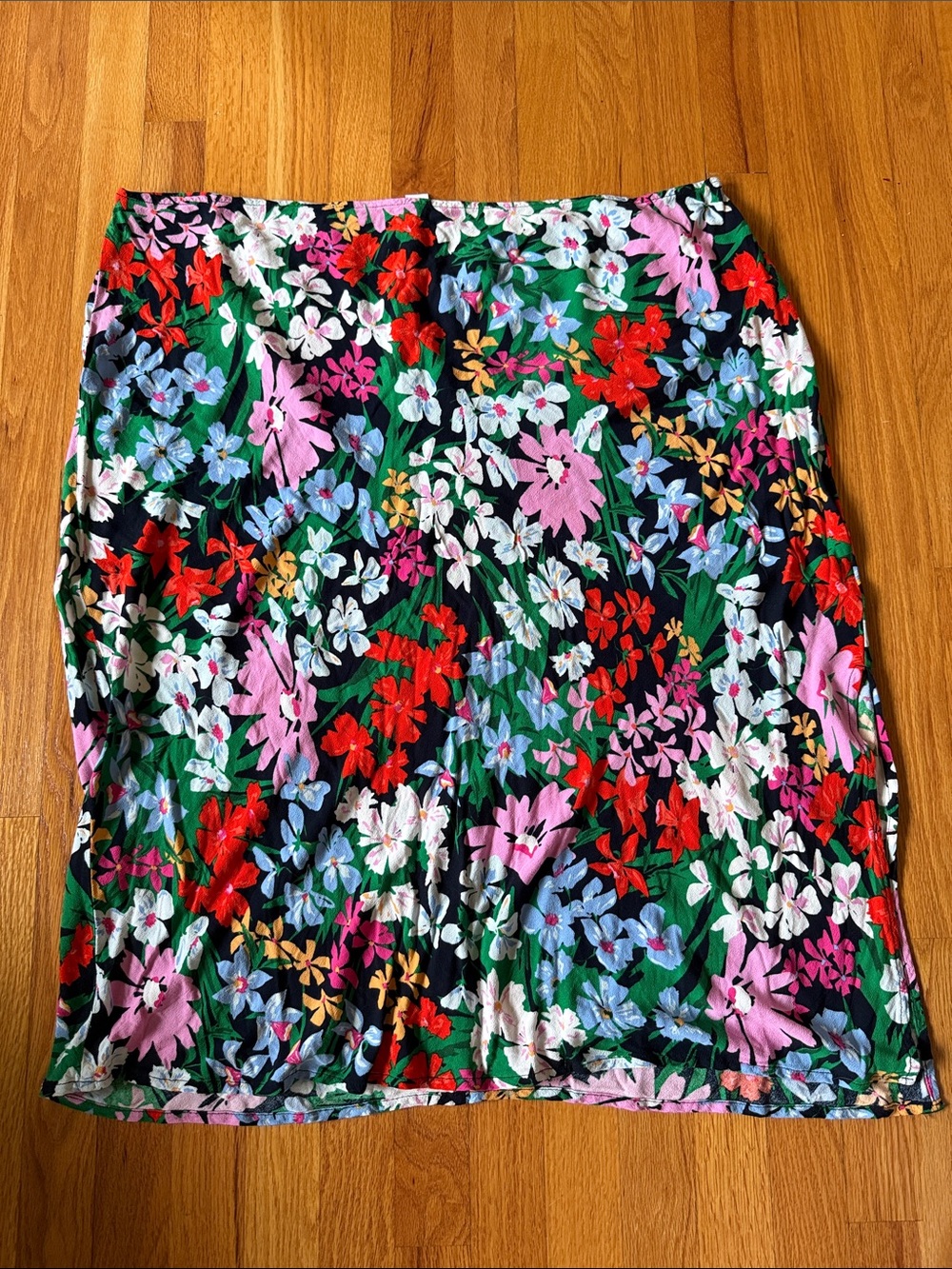 Old Navy Floral Midi Skirt in Black, Red, Pink & Green